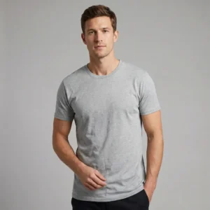 Ekologisk basic rundhalsad t-shirt i oxfordgrå