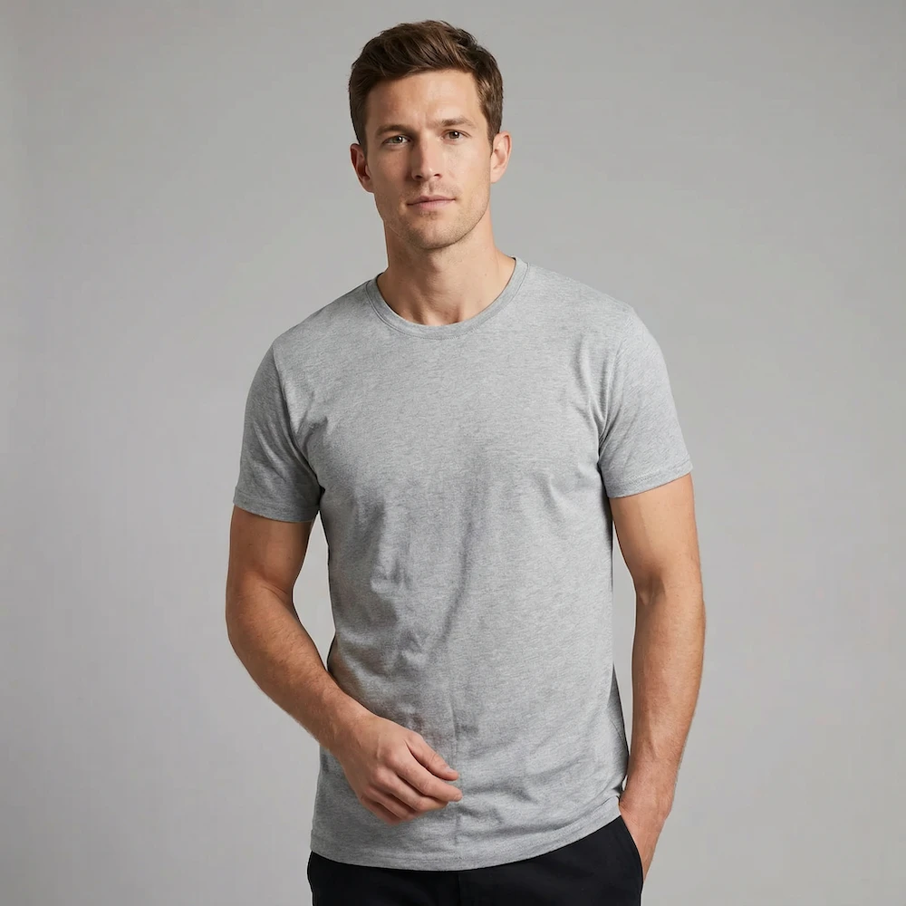 Ekologisk basic rundhalsad t-shirt i oxfordgrå