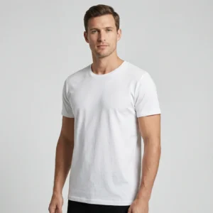 Ekologiska basic t-shirts med rund hals i vitt för män